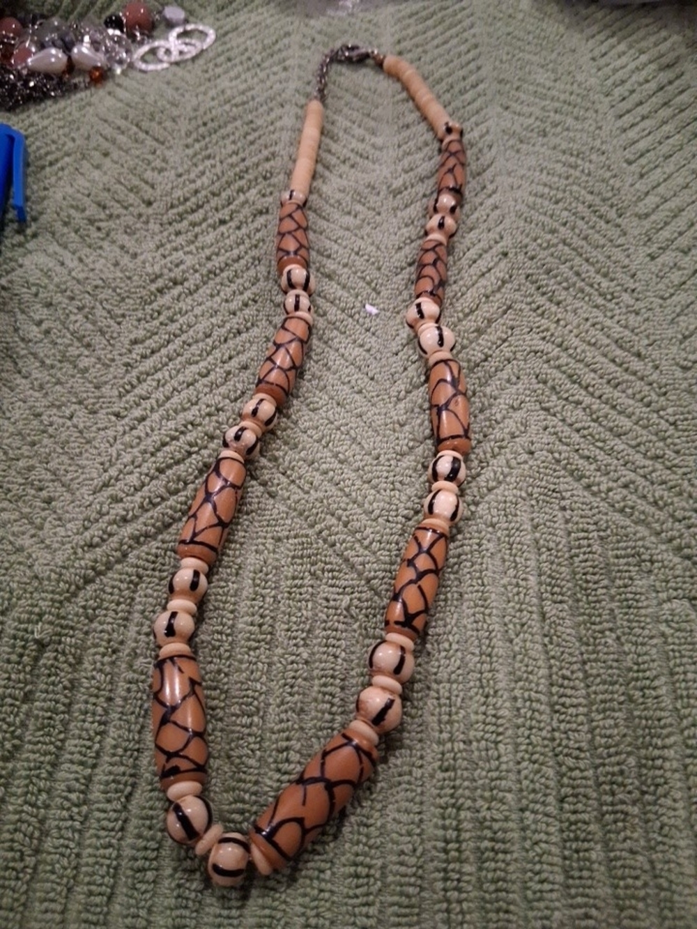 Handcrafted Brown and Cream Beaded Necklace African